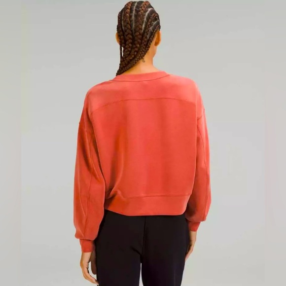 Lululemon Perfectly Oversized Cropped Crew *Softstreme Cayenne- Women's 0 NWOT - Picture 2 of 7